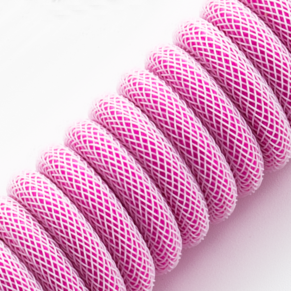 CableMod Pro Coiled Keyboard Cable (Strawberry Cream, USB A to USB Type