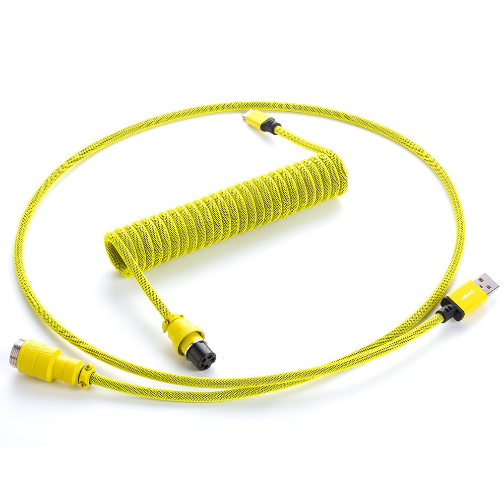 CableMod Pro Coiled Keyboard Cable (Dominator Yellow, USB A to USB Type C, 150cm)