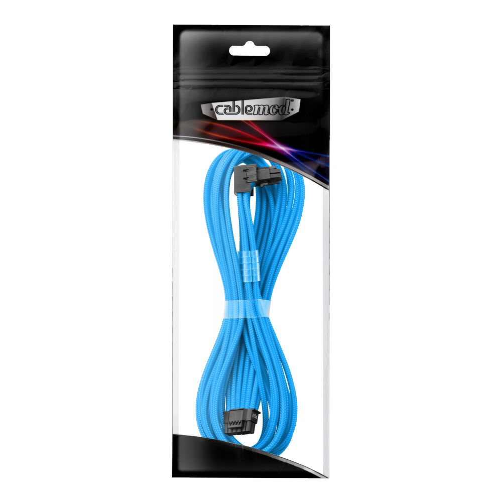 CableModの白い電源延長ケーブルセット、スリーブ装飾済み